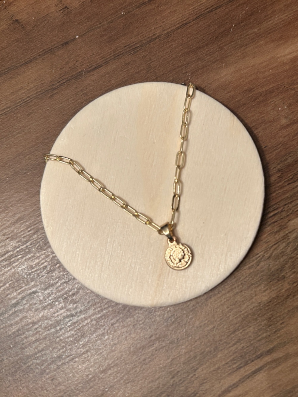 O - Gold Coin Link Necklace - Women Jewelry